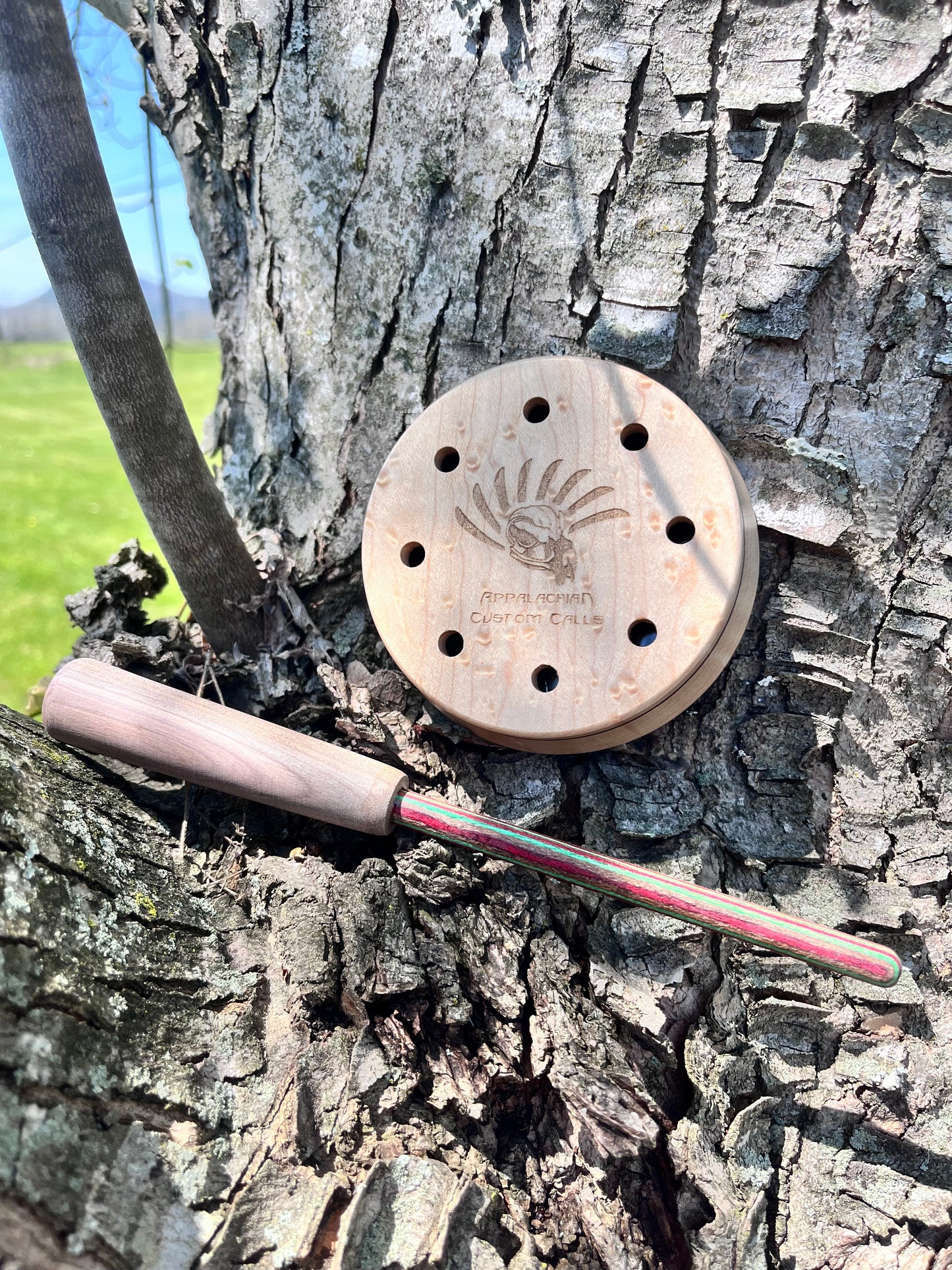 3.5” Competition Grade Green Anodized Aluminum in Birdseye maple